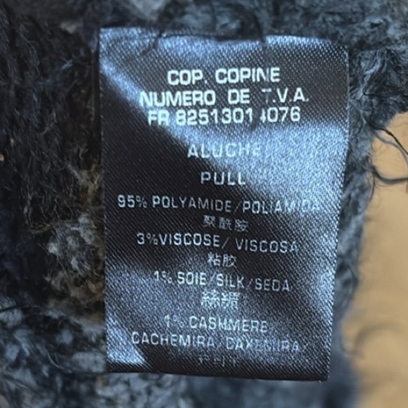 Cop Copine Aluche Fuzzy Furry Sweater w Black Textured Fishnet Style Cutouts - Picture 8 of 10